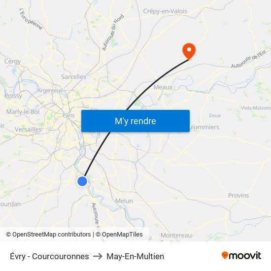 Évry - Courcouronnes to May-En-Multien map