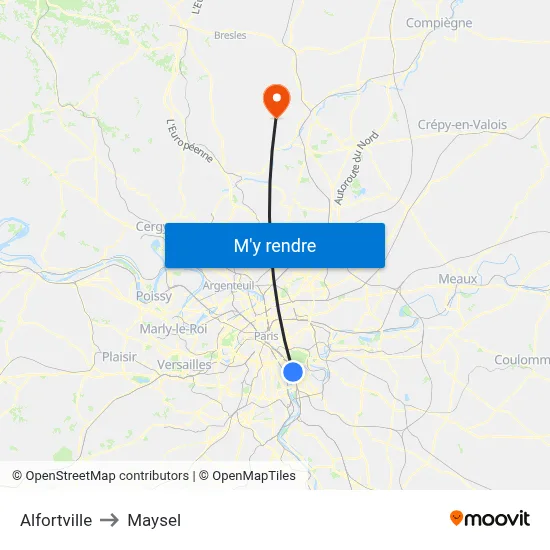 Alfortville to Maysel map