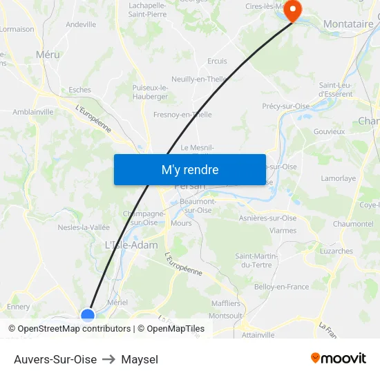 Auvers-Sur-Oise to Maysel map