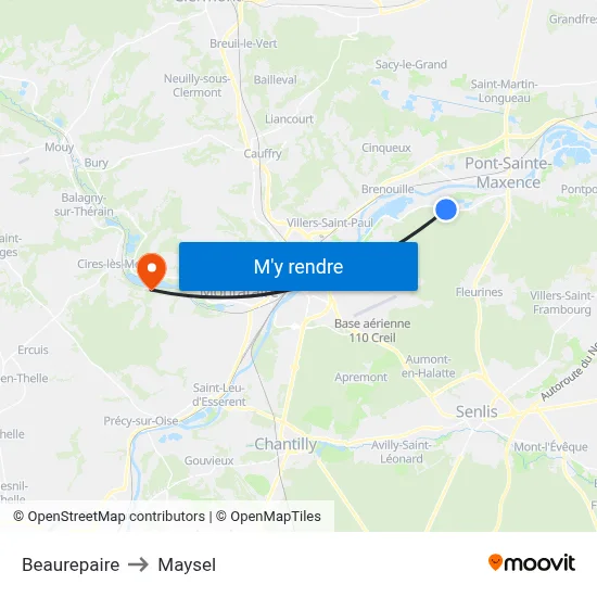 Beaurepaire to Maysel map