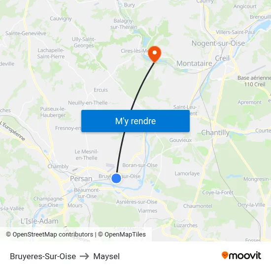 Bruyeres-Sur-Oise to Maysel map
