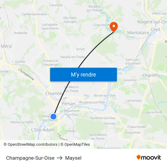 Champagne-Sur-Oise to Maysel map