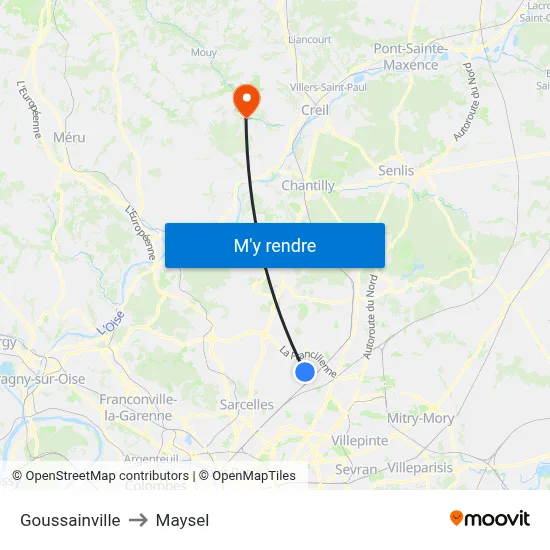 Goussainville to Maysel map