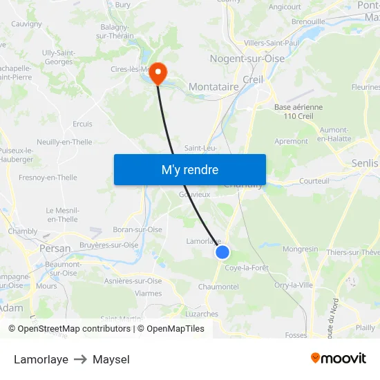Lamorlaye to Maysel map