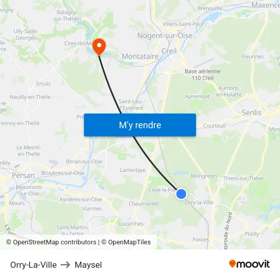 Orry-La-Ville to Maysel map