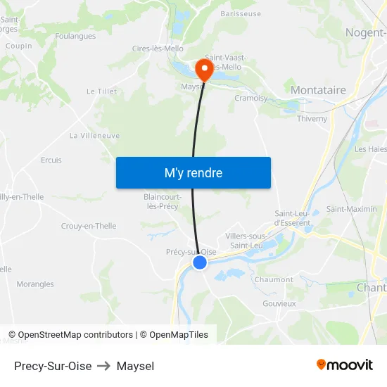 Precy-Sur-Oise to Maysel map