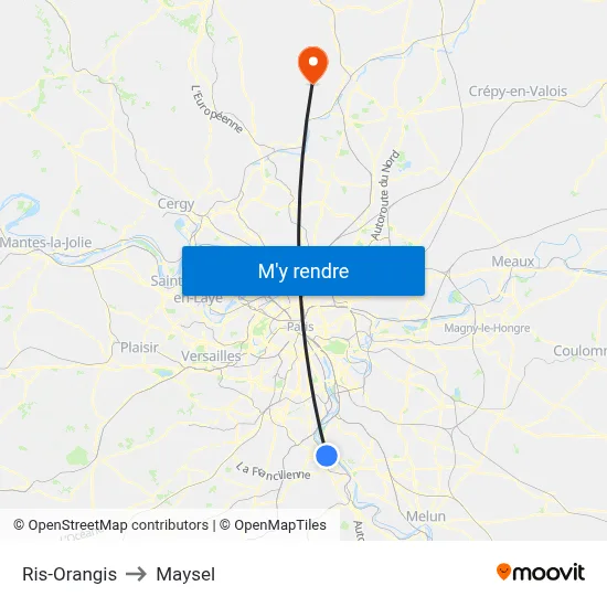 Ris-Orangis to Maysel map