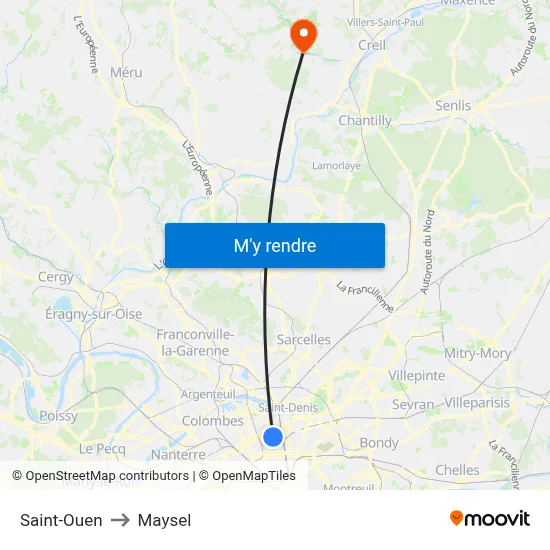Saint-Ouen to Maysel map