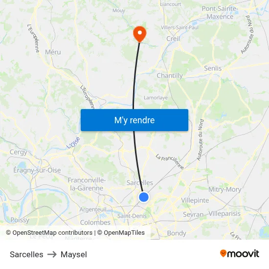 Sarcelles to Maysel map