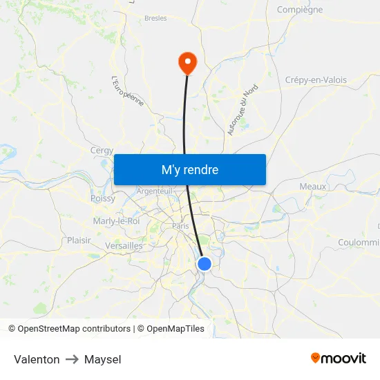 Valenton to Maysel map