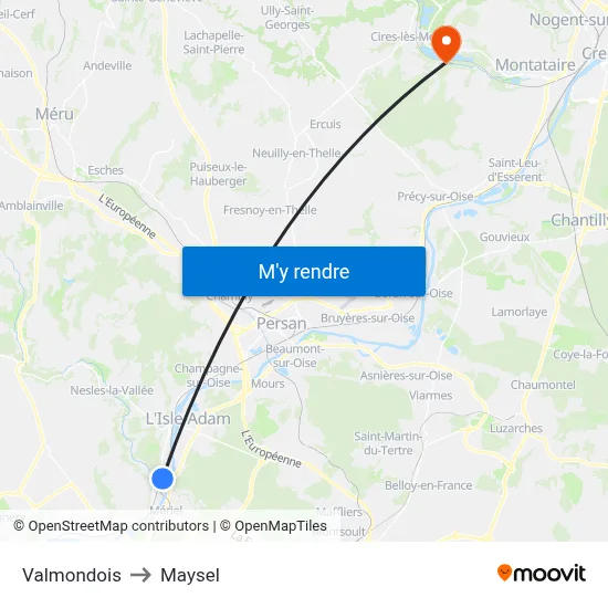 Valmondois to Maysel map