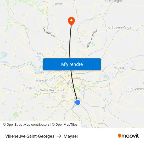 Villeneuve-Saint-Georges to Maysel map
