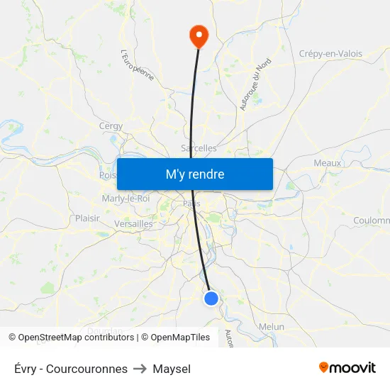 Évry - Courcouronnes to Maysel map