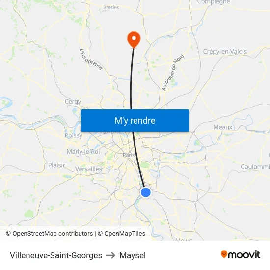 Villeneuve-Saint-Georges to Maysel map
