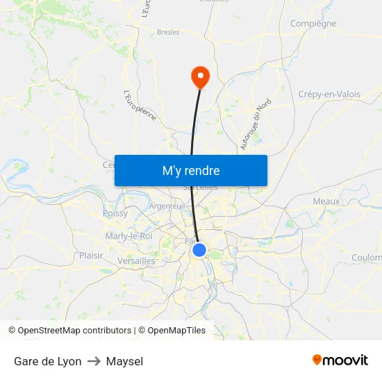 Gare de Lyon to Maysel map