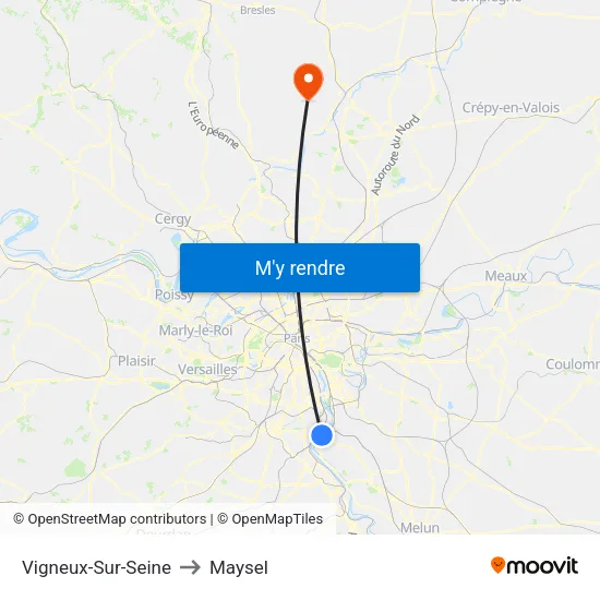 Vigneux-Sur-Seine to Maysel map