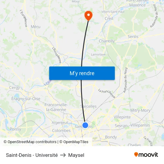 Saint-Denis - Université to Maysel map