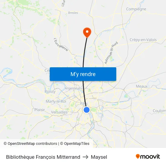 Bibliothèque François Mitterrand to Maysel map