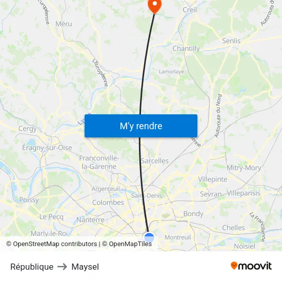 République to Maysel map