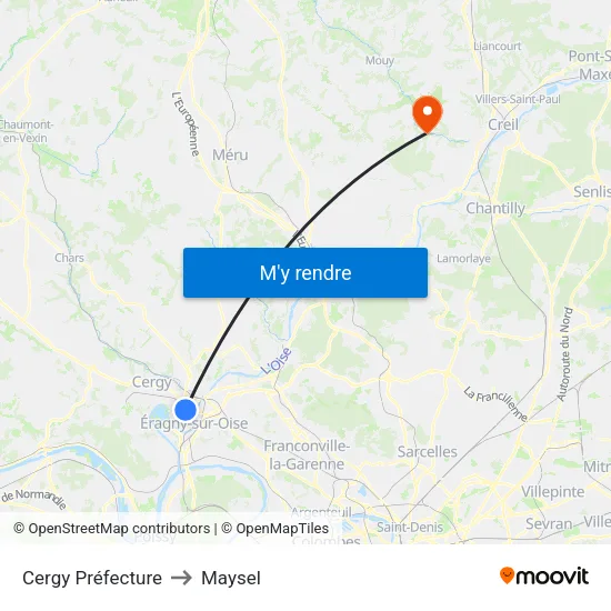 Cergy Préfecture to Maysel map