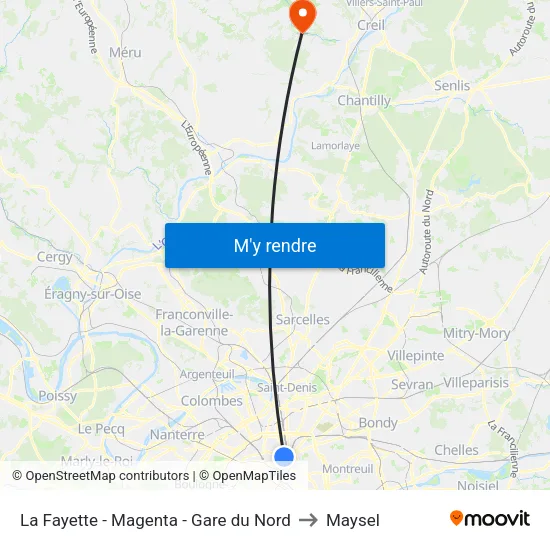 La Fayette - Magenta - Gare du Nord to Maysel map