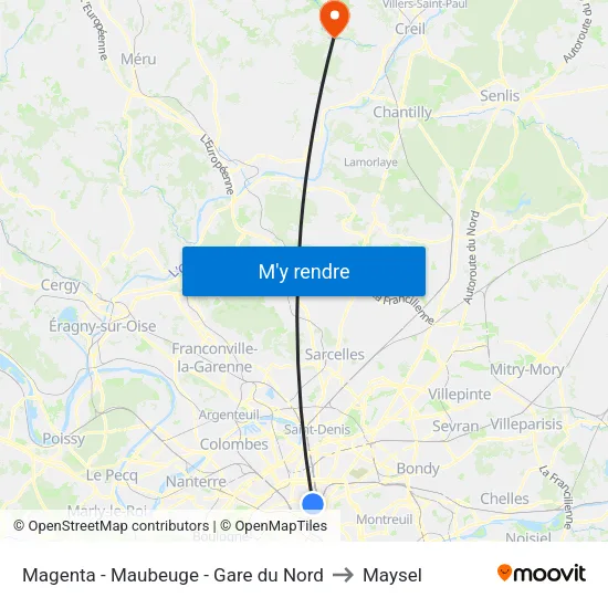 Magenta - Maubeuge - Gare du Nord to Maysel map