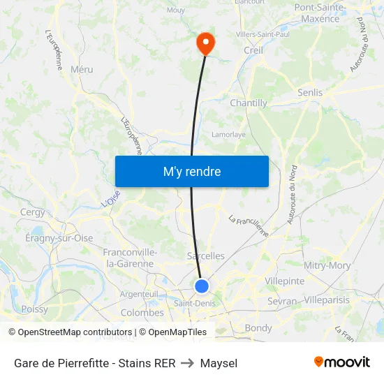 Gare de Pierrefitte - Stains RER to Maysel map