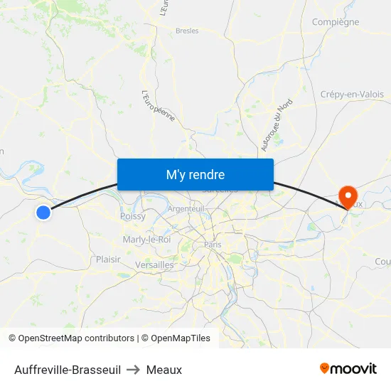 Auffreville-Brasseuil to Meaux map