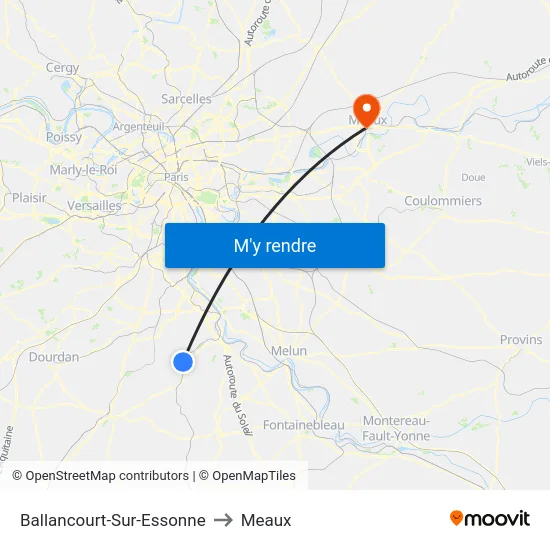 Ballancourt-Sur-Essonne to Meaux map