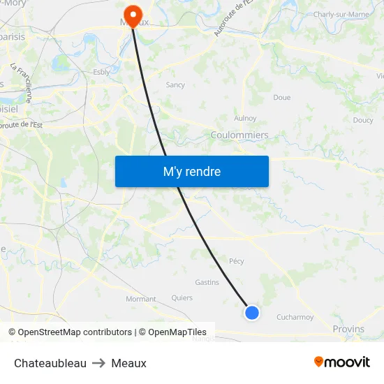 Chateaubleau to Meaux map