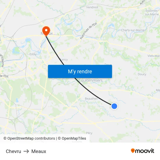 Chevru to Meaux map