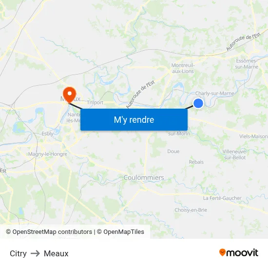Citry to Meaux map