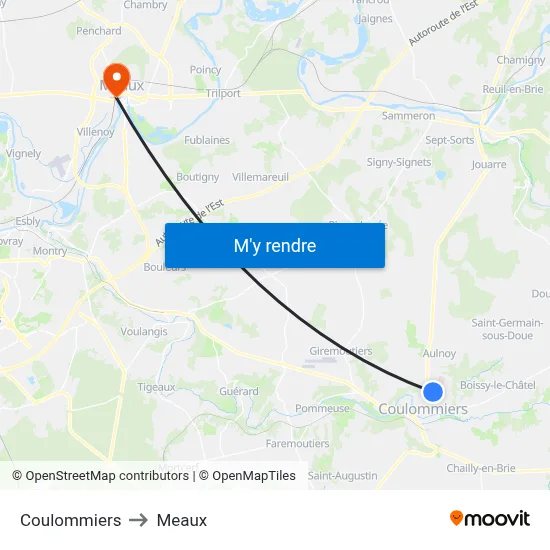 Coulommiers to Meaux map