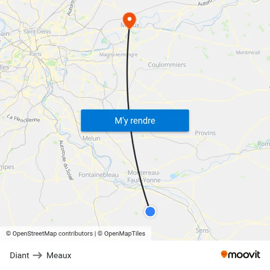 Diant to Meaux map