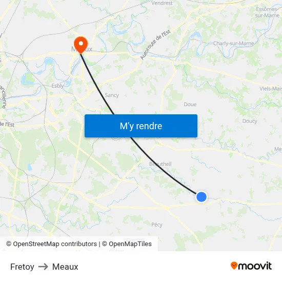 Fretoy to Meaux map