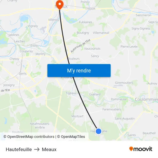 Hautefeuille to Meaux map