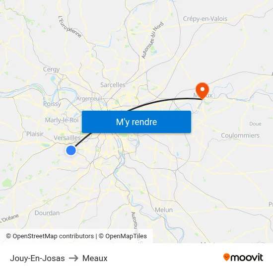Jouy-En-Josas to Meaux map
