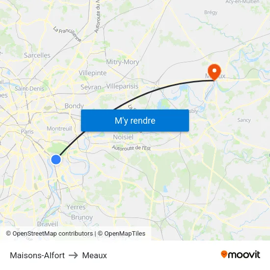 Maisons-Alfort to Meaux map