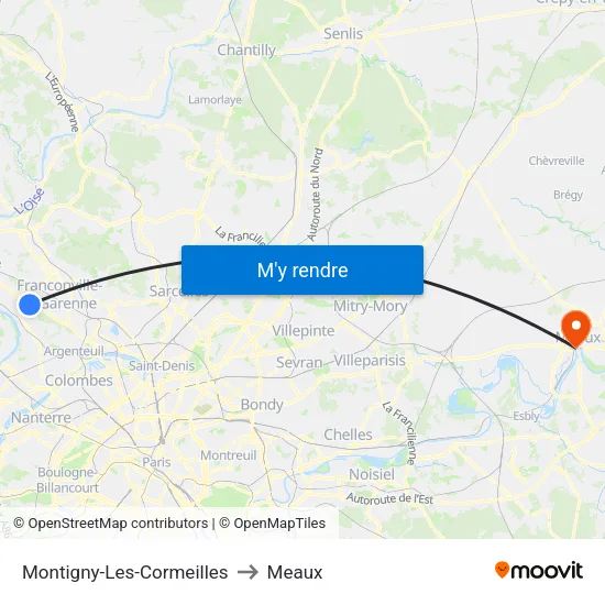 Montigny-Les-Cormeilles to Meaux map