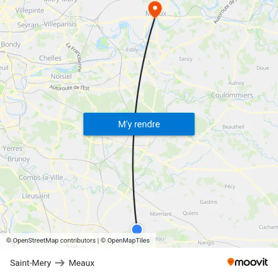Saint-Mery to Meaux map