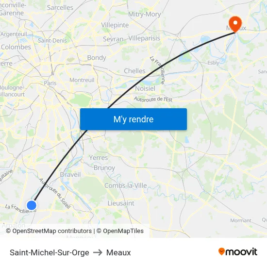 Saint-Michel-Sur-Orge to Meaux map