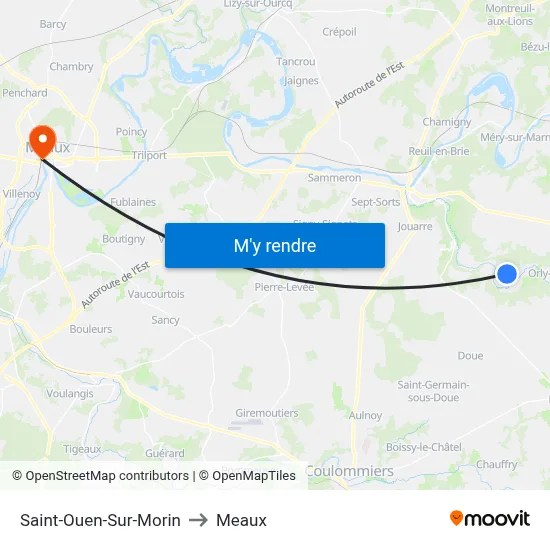 Saint-Ouen-Sur-Morin to Meaux map
