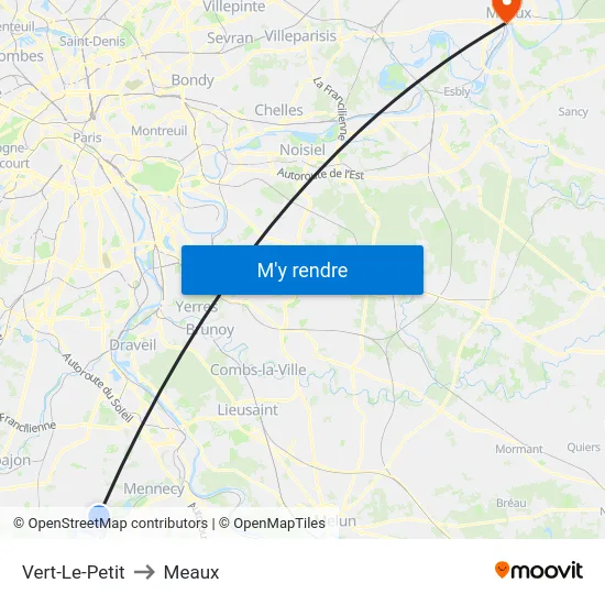 Vert-Le-Petit to Meaux map