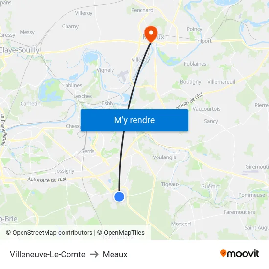 Villeneuve-Le-Comte to Meaux map