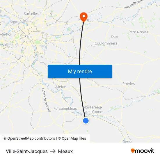 Ville-Saint-Jacques to Meaux map