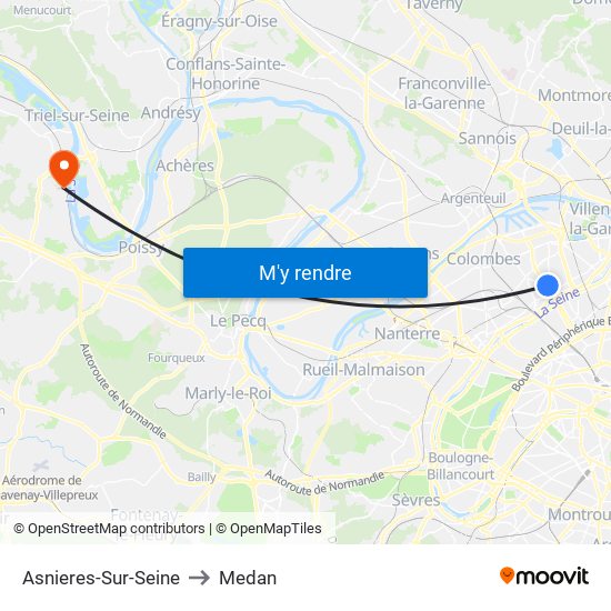 Asnieres-Sur-Seine to Medan map