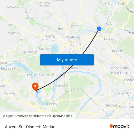 Auvers-Sur-Oise to Medan map