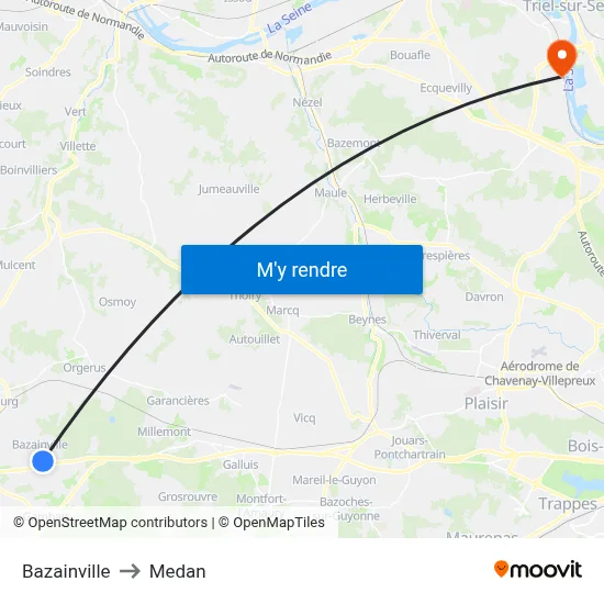 Bazainville to Medan map