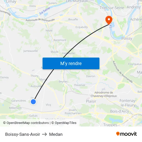 Boissy-Sans-Avoir to Medan map