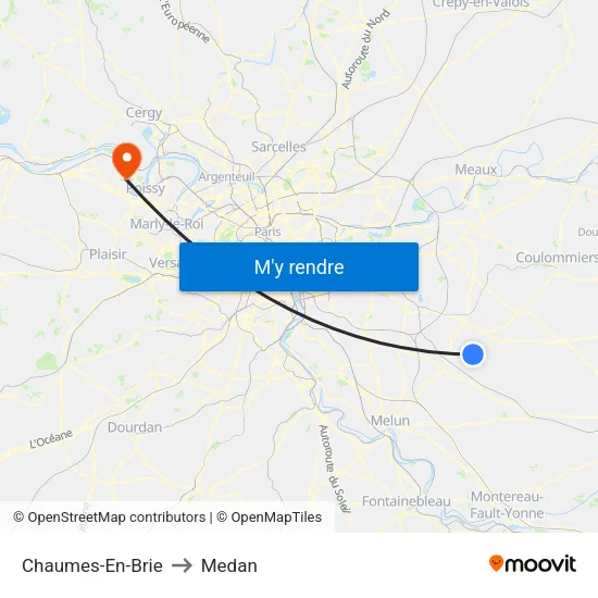 Chaumes-En-Brie to Medan map